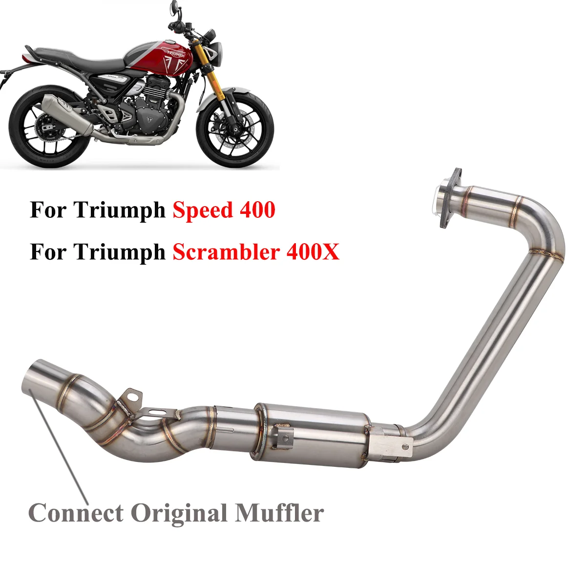 

Motorcycle Exhaust Slip On Escape Front Link Pipe Header Pipe For TRIUMPH Speed 400 Scrambler 400X 2023 2024 2025 2026