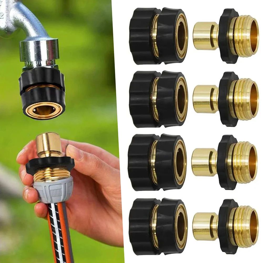4-Piece Set Garden Hose Adapter,3/4 Inch Garden Hose Quick Connect Set,Easy Installation Backyard Lawn Irrigation Setup Fittings