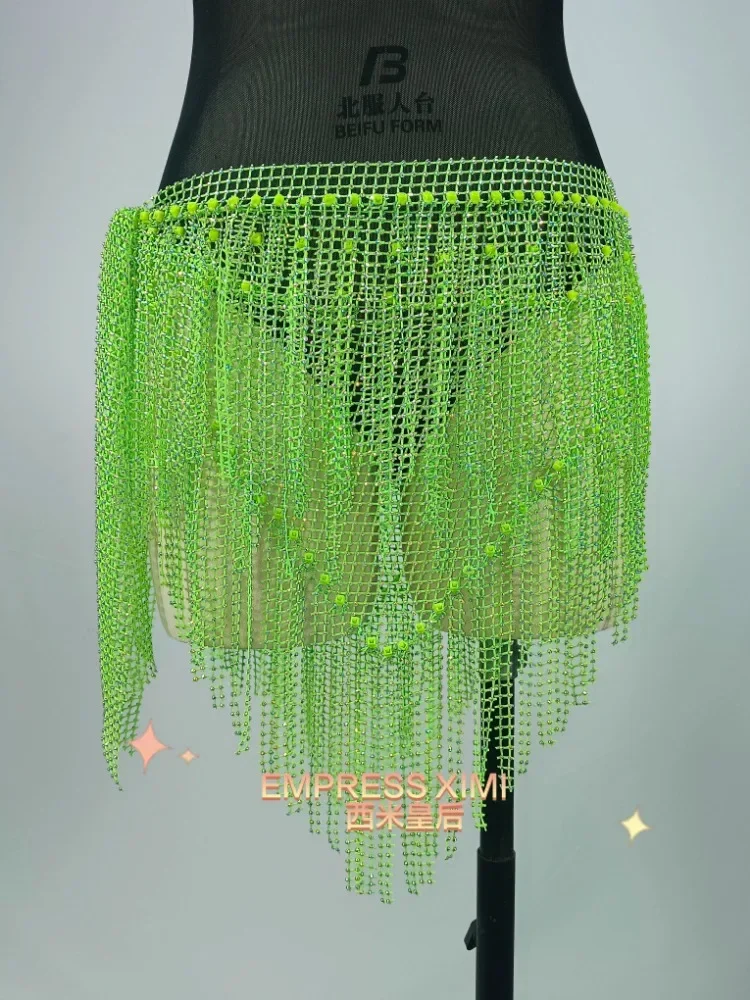 Belly Dance Hip Scarf Tassel Waist Chain Waist Scarf Artifact Starry Stars Front and Rear Triangle Style Super Shining customize