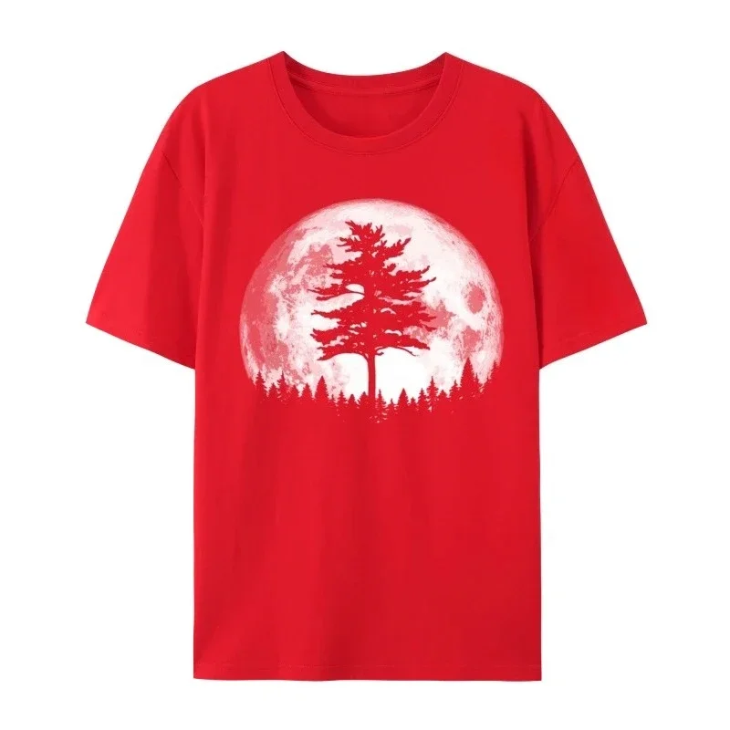 

Vintage Full Moon Simple Pine Tree Retro Graphic Crazy Women's T-shirt Top T-shirt Graphic T Shirts Summer Streetwear Y2K