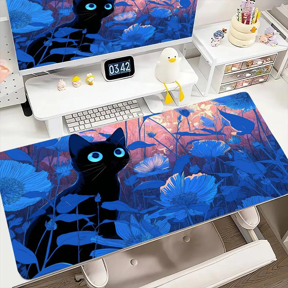 

Забавные коврики для мыши с черным котом, компьютерный коврик XXL Mausepad Company, настольный коврик 600X300, большая кавайная подушка, офисные аксессуары, ковер