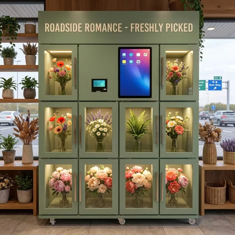 Commercial Grade Smart Cooling Flower Vending Machine Featuring Constant Temperature and Air-Purifying System for Florist Shops
