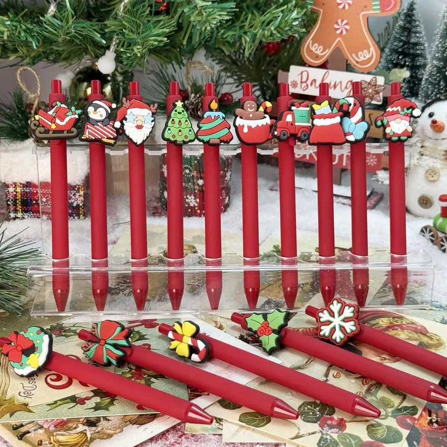 1/5/10/20/50/100pcs Set of 30 Christmas-Themed Ballpoint Pens, Various Styles Including Cartoon Gingerbread Men, Santa Claus, Sn