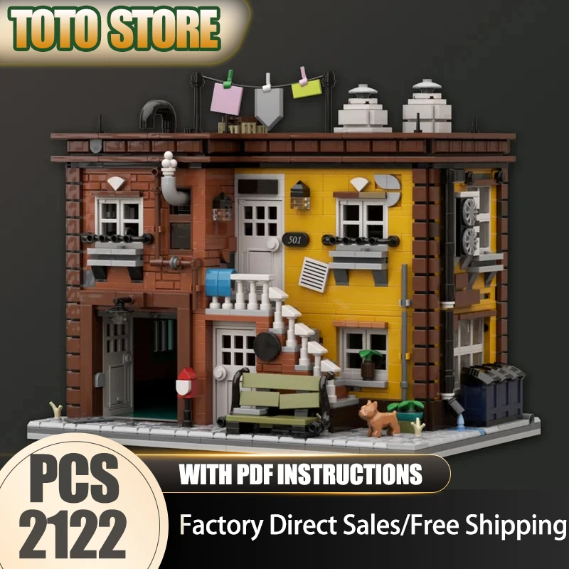 Blocs de Construction Moc, maison d'histoire, modèle de briques technologiques, assemblage à monter soi-même, vue sur la rue de la ville, jouets, cadeaux de Construction de vacances