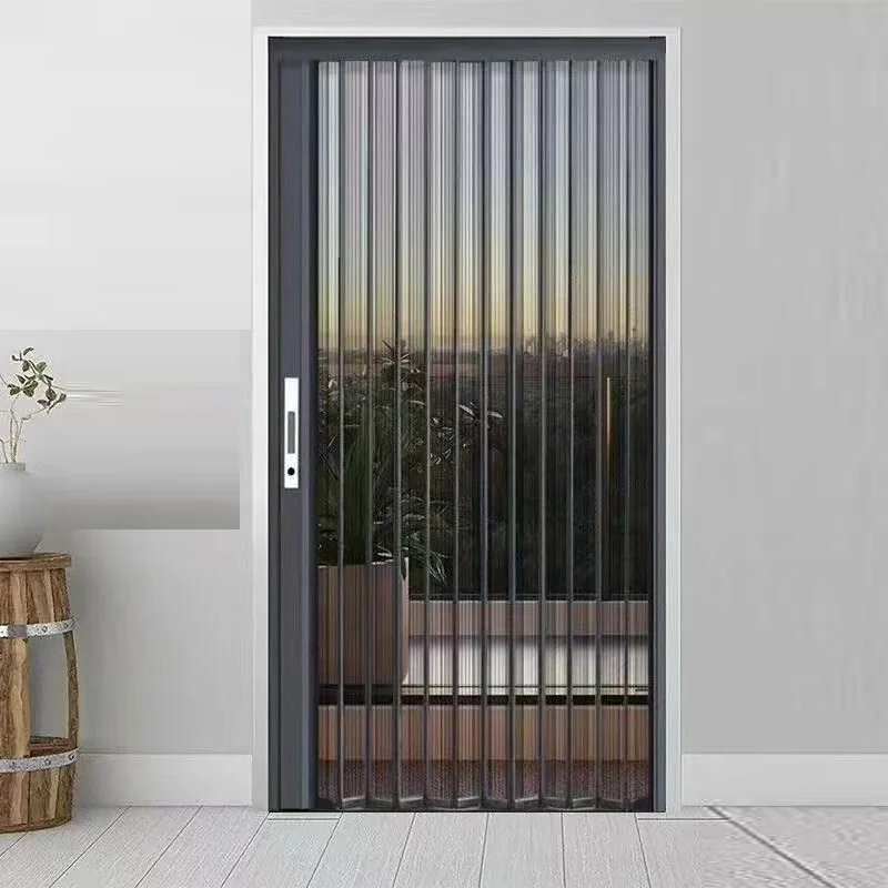 

Diamond Mesh Folding Sliding Screen Door Home Thickening Invisible with Anti-theft Lock Folding Aluminum Alloy Door Custom