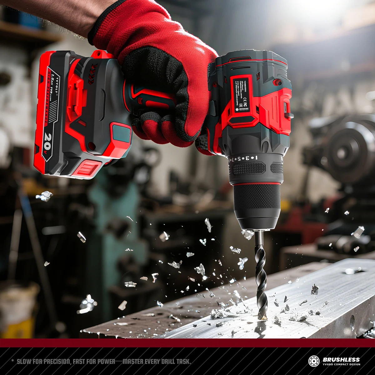 YEVOLT YVGCB20JY Series 20V Brushless Electric Drill Li-ion Compact Cordless Driver High Speed Handheld Screwdriver Power Tools