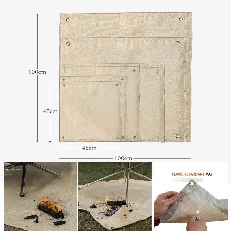 

New Outdoor Camping Fireproof Cloth Picnic Barbecue Insulation Mat Flame Retardant High Temperature Fire Blanket Fiberglass Mat