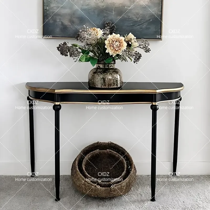 Semicircular Entrance Table Solid Wood Entryway Cabinet Luxury Hallway Console for Corridor Aisle Opposite Door High End