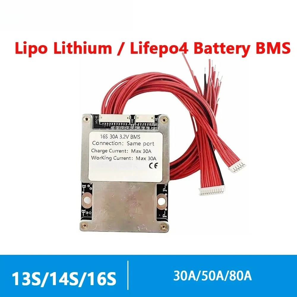 13S 14S 16S 48V 60V BMS 30A 50A 80A for LiFePO4 Lipo Battery