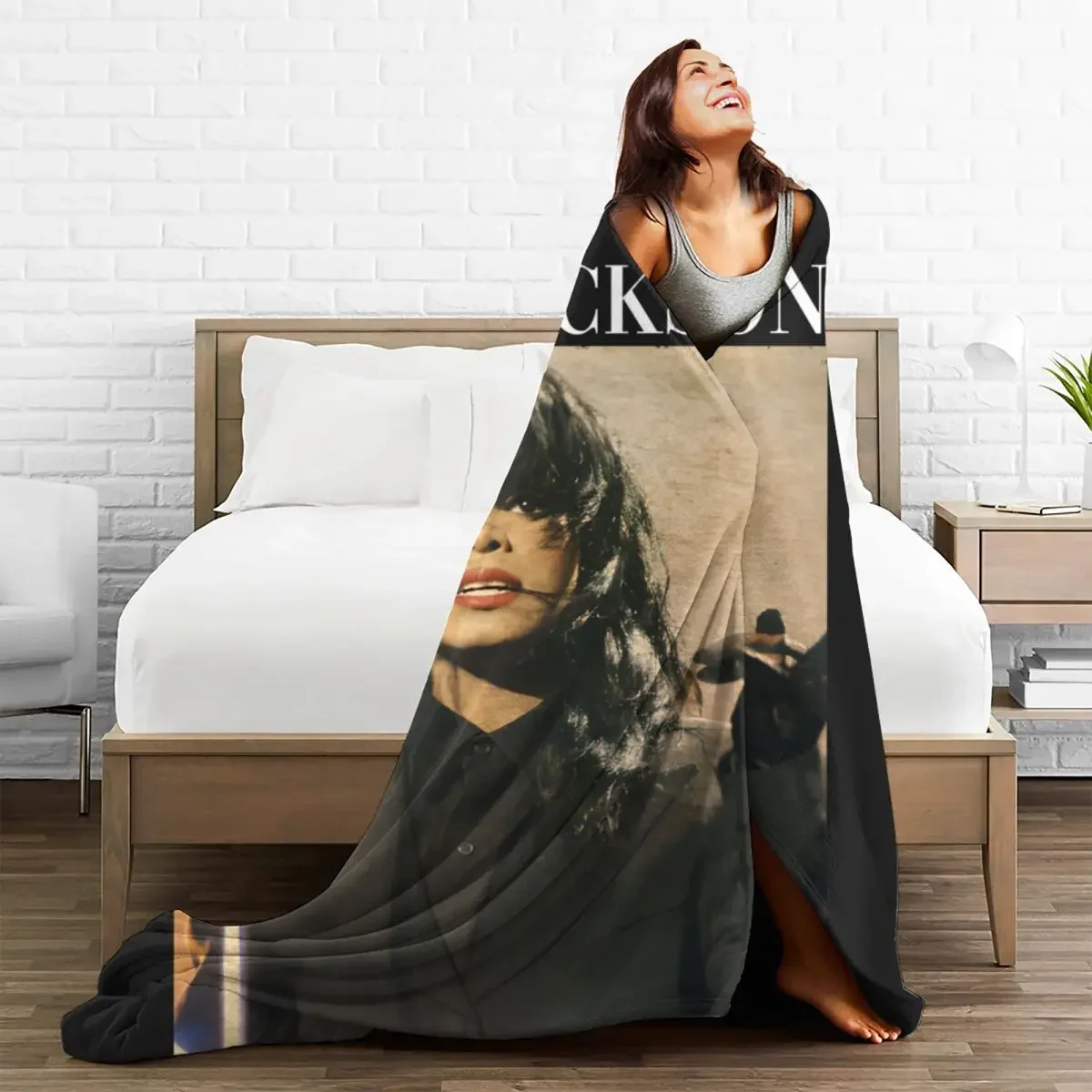 Janet Jackson Blanket American Singer Camping Flannel Throw Blanket Soft Warm Bedroom Design Bedspread Gift Idea