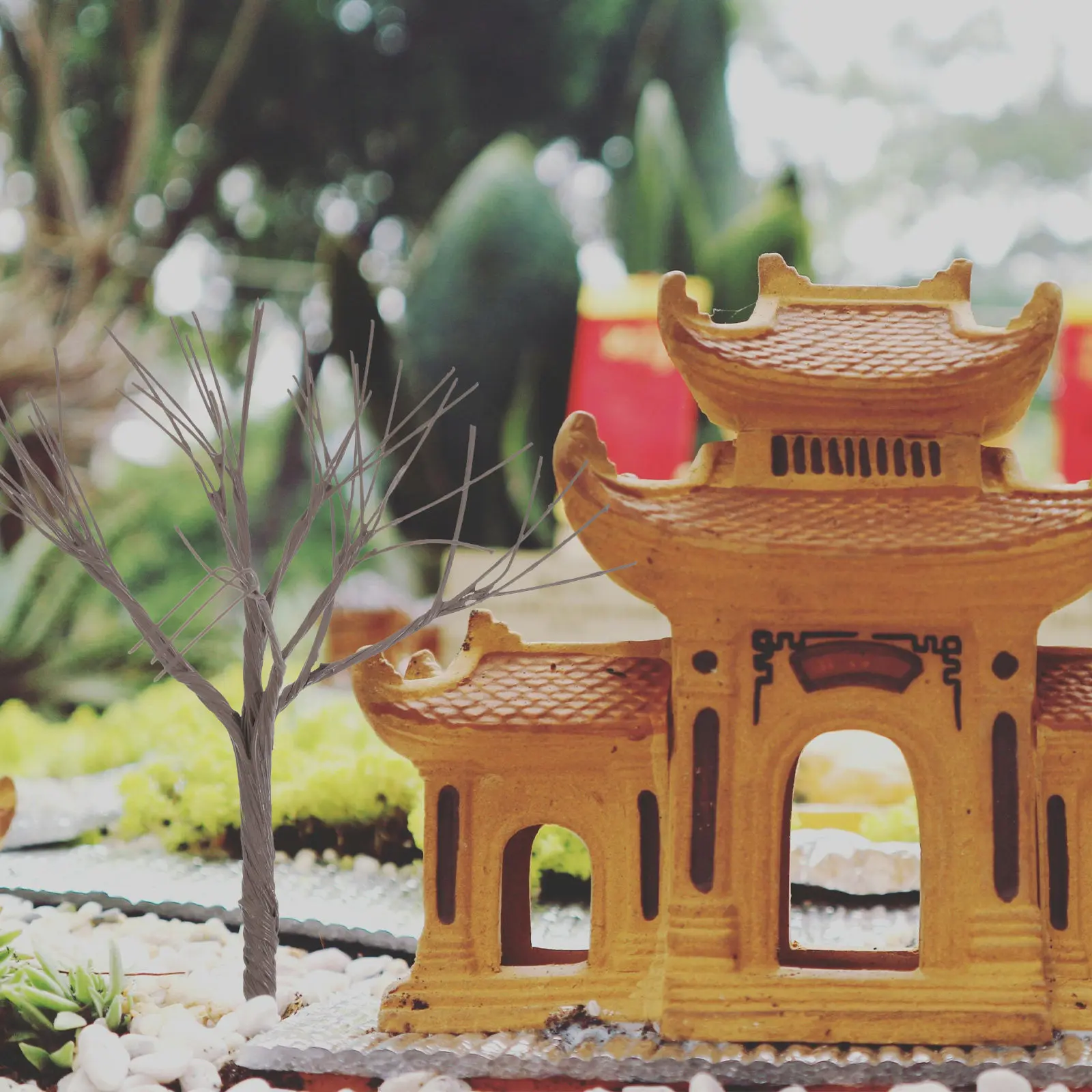 10Pcs Miniature Cherry Blossom Bare Artificial Craft Supplies DIY Village Train Scenery Architecture Micro