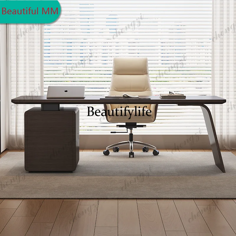 P182 P182 Italian Minimalist Solid Wood Boss Desks Modern Living Room Study Executive Office Desk High-end Design Office Furnitu
