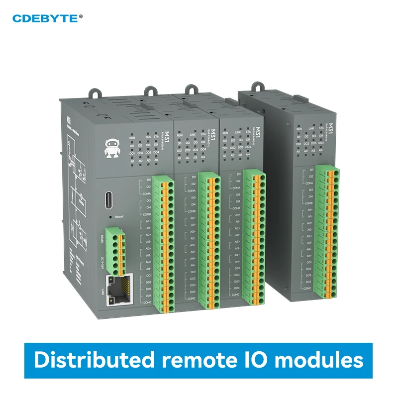 RS485 RJ45 DI/DO/AO/AI Distributed Remote IO Module CDEBYTE M31-U Series Modbus NEW Version Support PNP NPN DIP Free Splicing