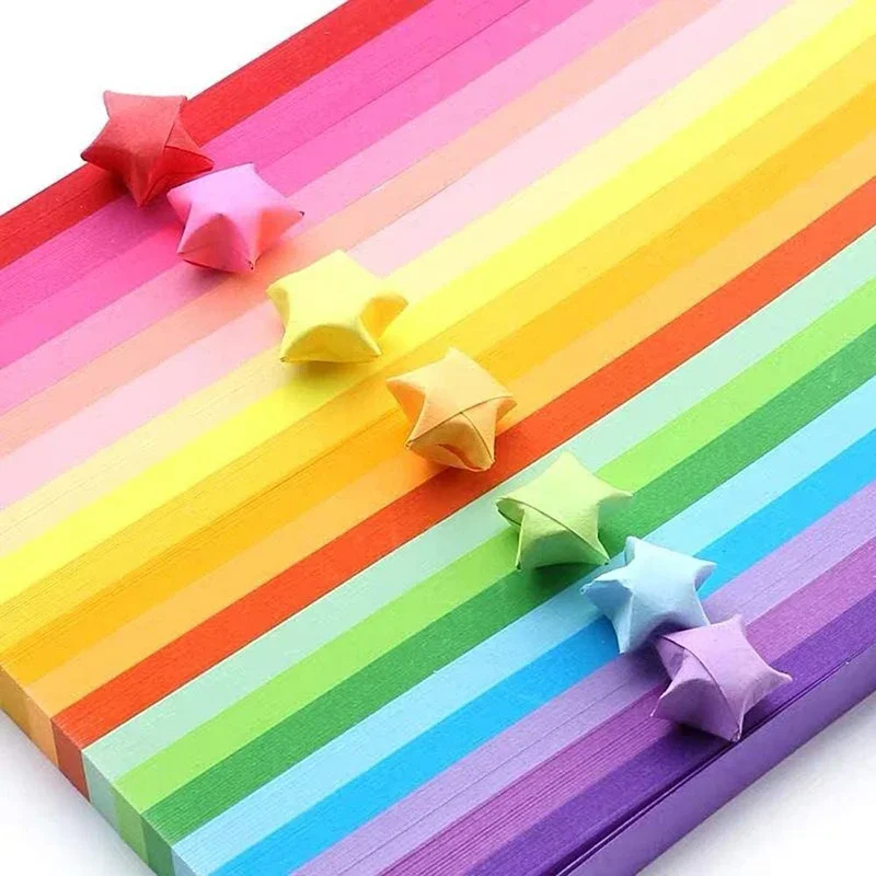 540 Sheets Origami Stars Papers Double Sided Lucky Colorful Star Strips 27 Colors Decor Folding Paper for Arts Crafting Supplies