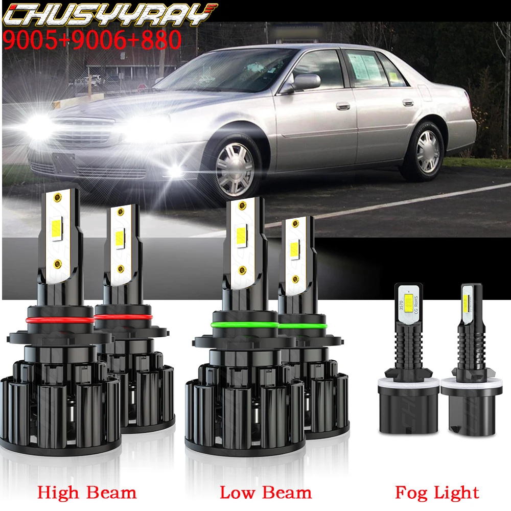 

CHUSYYRAY Compatible For Cadillac Deville 2000-2005 LED 9005 9006 High Low Beam Headlight Bulbs 880 Fog light Bulbs Combo Kit