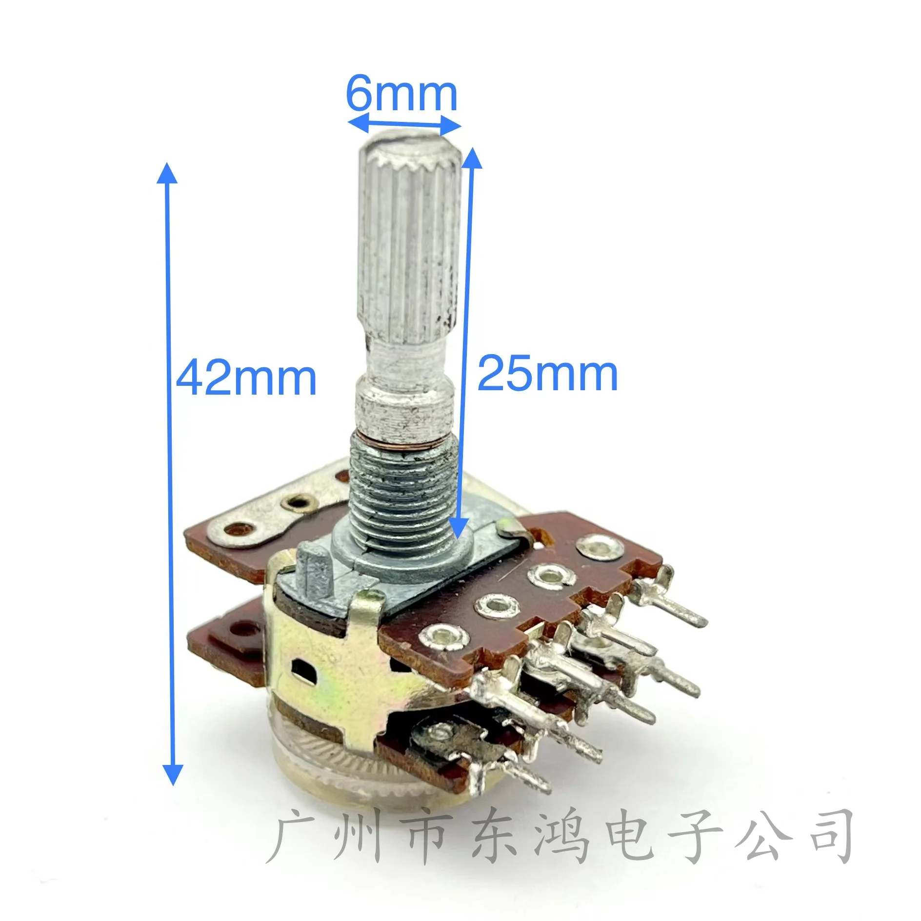 2 pcs high-quality RK16 double potentiometer 100K * 2 with extraction 41 locating handle 25MM long serrated