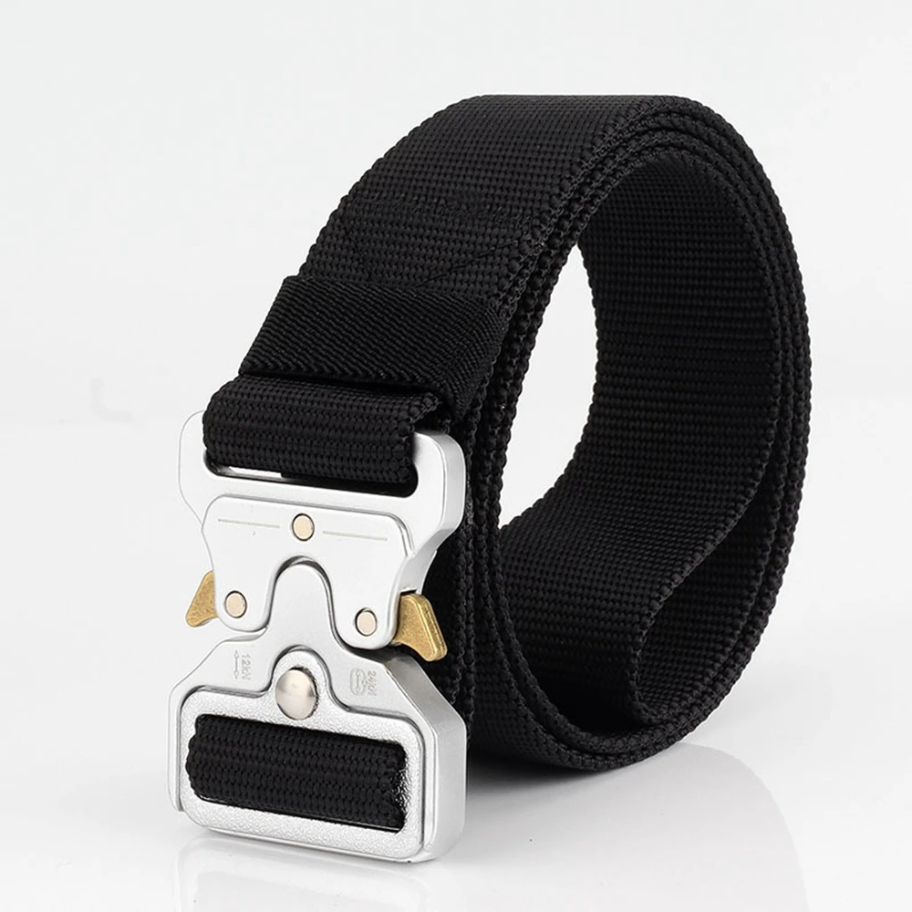 38mm Taktischer Gürtel für Herren Robuster Nylon-Hüftgürtel mit Silberschnalle Unisex Designer-Jeansgürtel für Damen – Detail 2