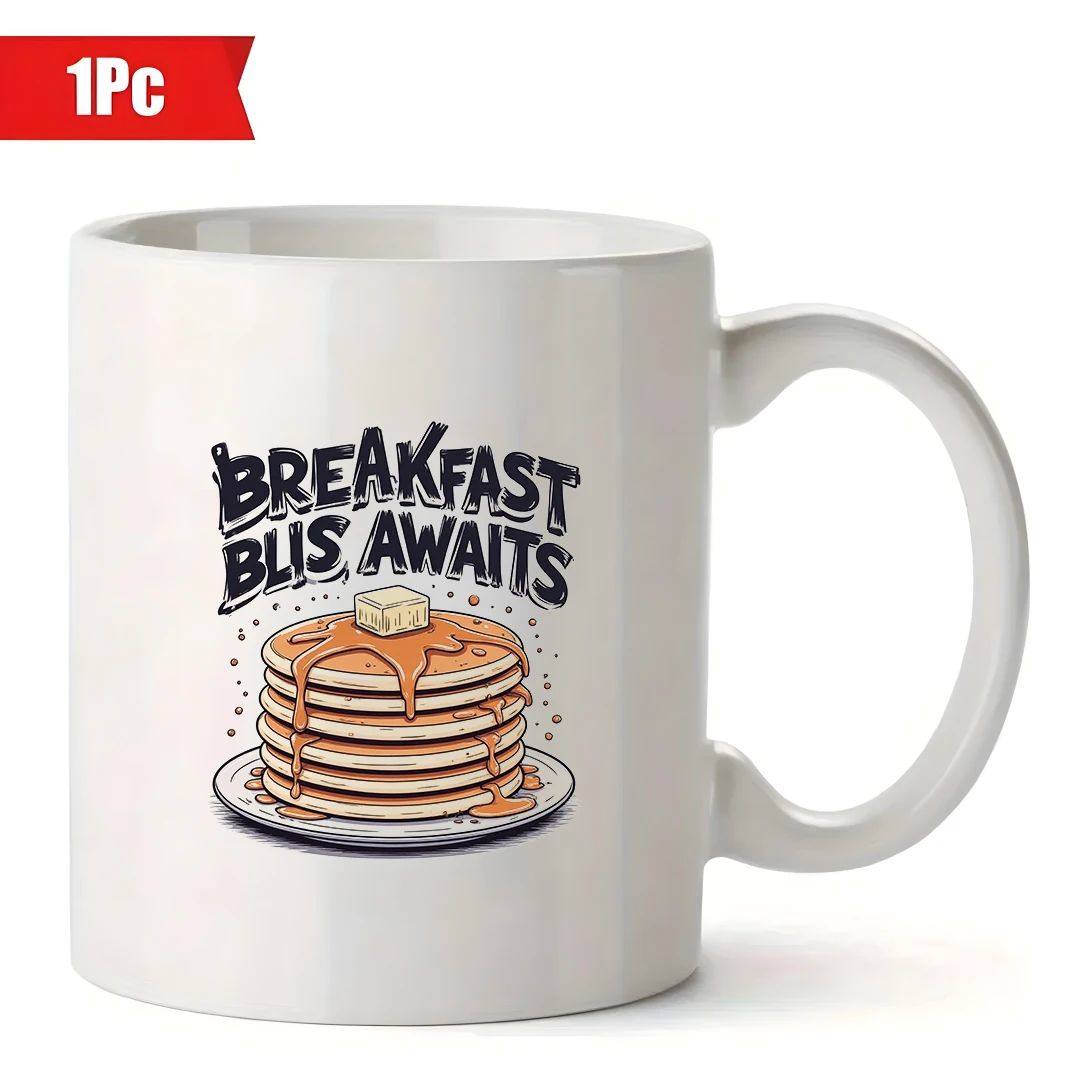 11oz cartoon breakfast mug + sweet pancake syrup pattern + universal kids' family cup - Essential Christmas office gift