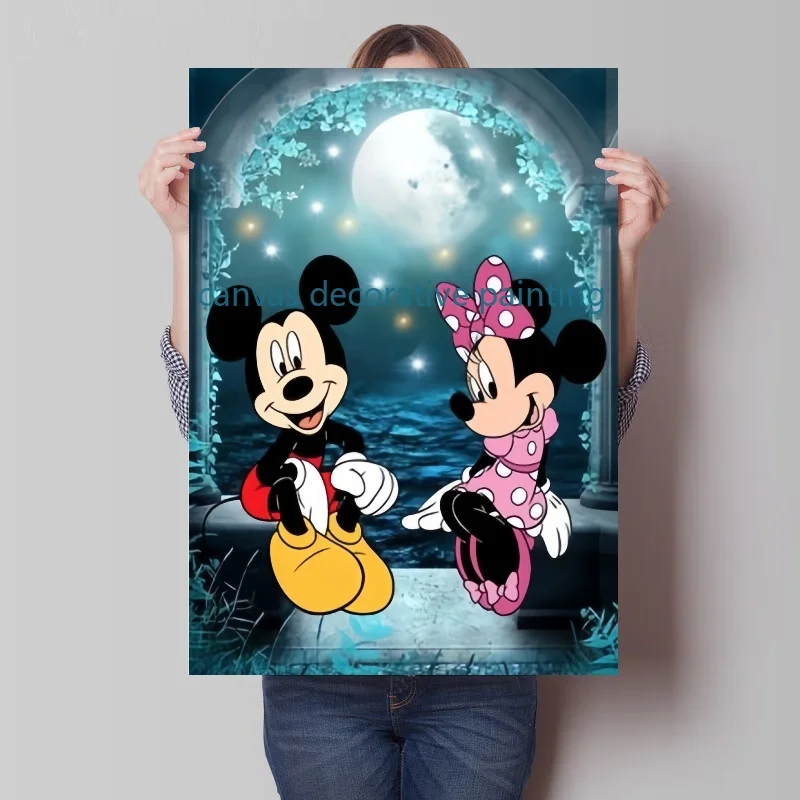 MINISO Disney Mickey Mouse Minnie Mouse Art Love Pictures High Quality Canvas Painting Aesthetic Room Decor HD Poster Wall Gift