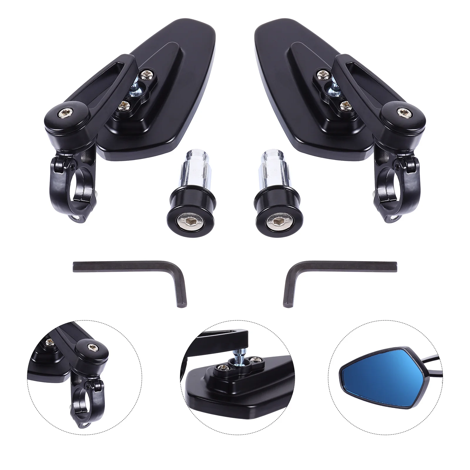 

2Pcs Motorcycle Rearview Mirror Foldable 360 Degree Rotation Adjustable Side View Mirror for Scooter Bike E-Bike Electromobile