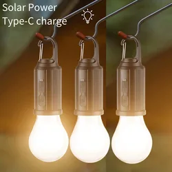 1/3/5pcs Outdoor TypeC Charge/Solar Power LED Lamp Bulb High Brightness Emergency Light Hook Up Camping Fishing Portable Lantern