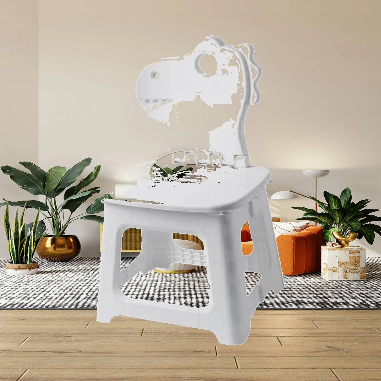 Step Stool for Kids with Folding Back Support Compact Plastic Chair Portable for Bathroom Bedroom Kitchen Camping Hiking Picnic
