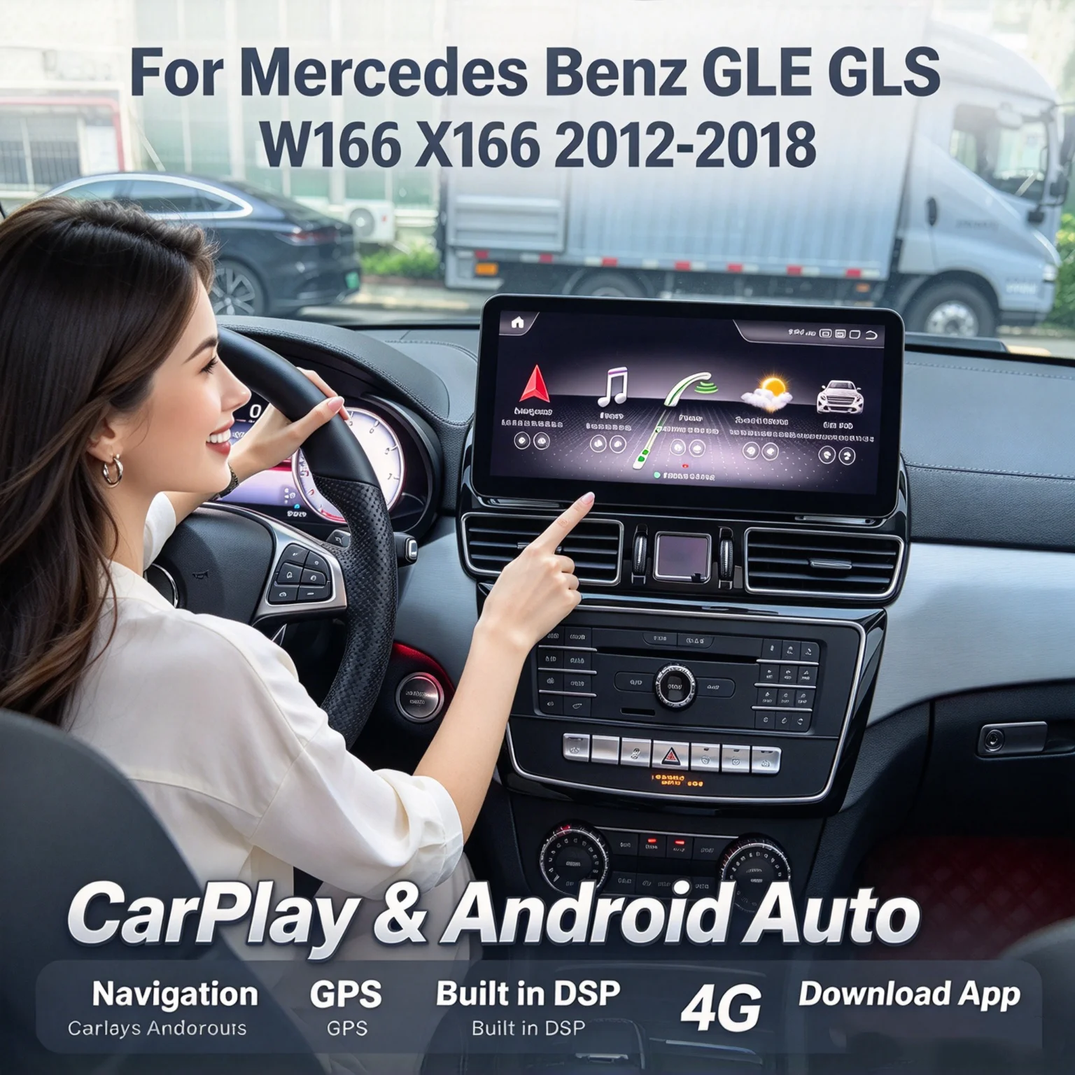 14.9inch For Mercedes Benz GLE GLS W166 X166 2012-2018 Car Radio Android 14 Car Multimedia Player Screen Wireless Carplay GPS 4G