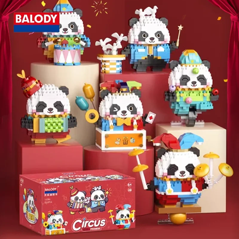 BALODY Kawaii Food Party Series Lotso 3D kartun sirkus Panda Puzzle blok bangunan pendidikan mainan koleksi hadiah ulang tahun