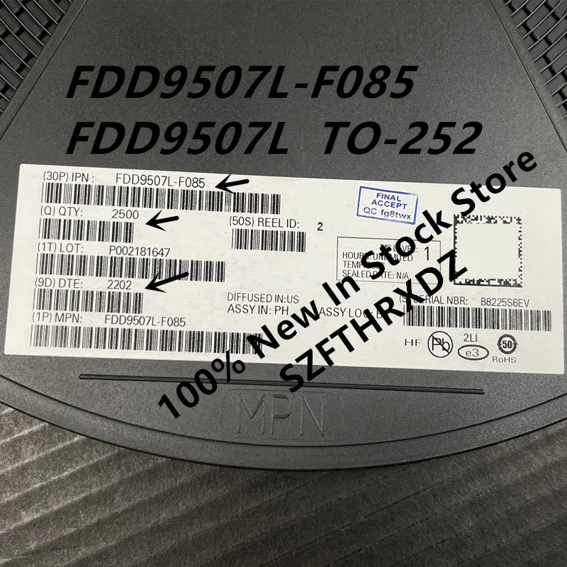 100% NEW ORIGINAL FDD9507L-F085 TO-252 FDD9507L TO252 Power MOSFET, P Channel, 40 V, 100 A, 0.0033 ohm