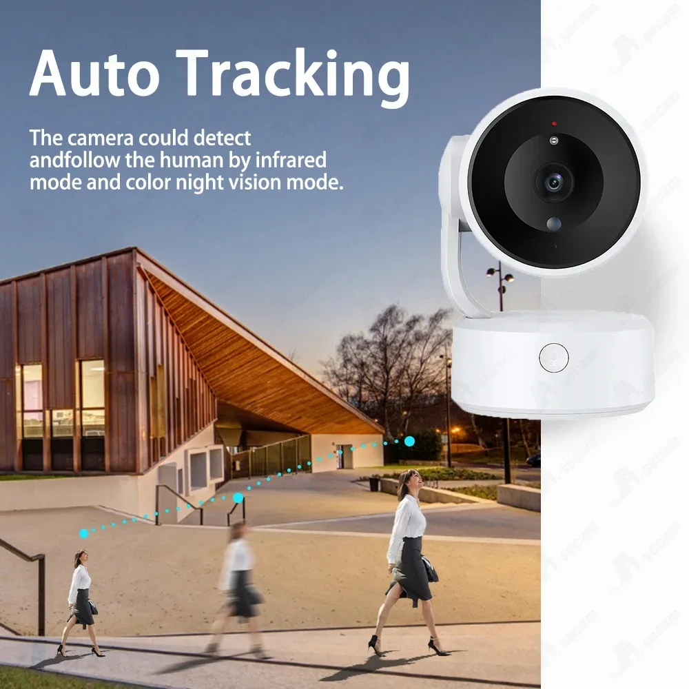 Внутренняя IP-камера Tuya Wi-Fi UHD, 5 МП, радионяня, одно касание, 4-кратный зум, камера домашней безопасности, двусторонний разговор, PTZ 360 °   Наблюдение