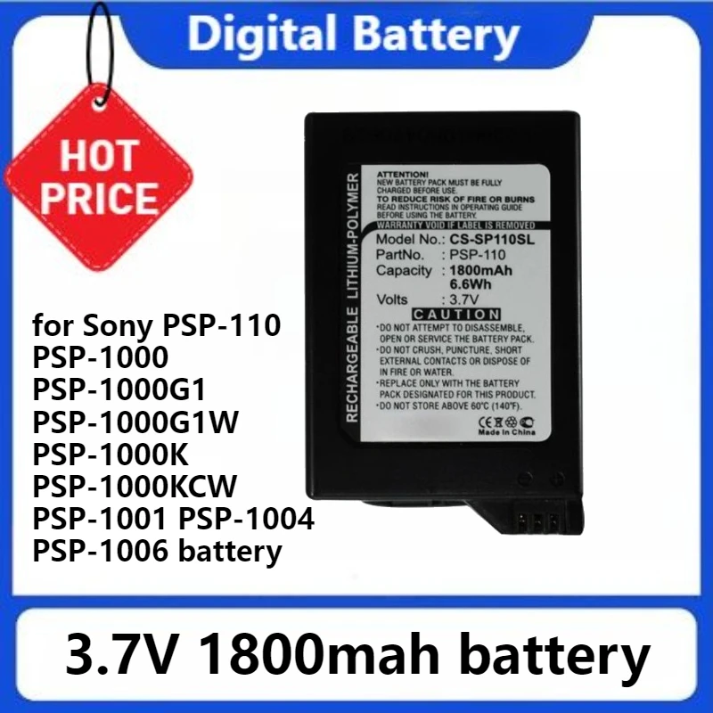 

1800mAh Battery for Sony PSP-110 PSP-1000 PSP-1000G1 PSP-1000G1W PSP-1000K PSP-1000KCW PSP-1001 PSP-1004 PSP-1006 Battery