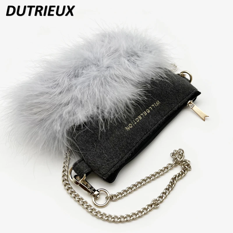 Winter Japanese Style Feather Stitching Portable Women's Cosmetic Bags Fashion Storage Makeup Shoulder Messenger Bag for Ladies