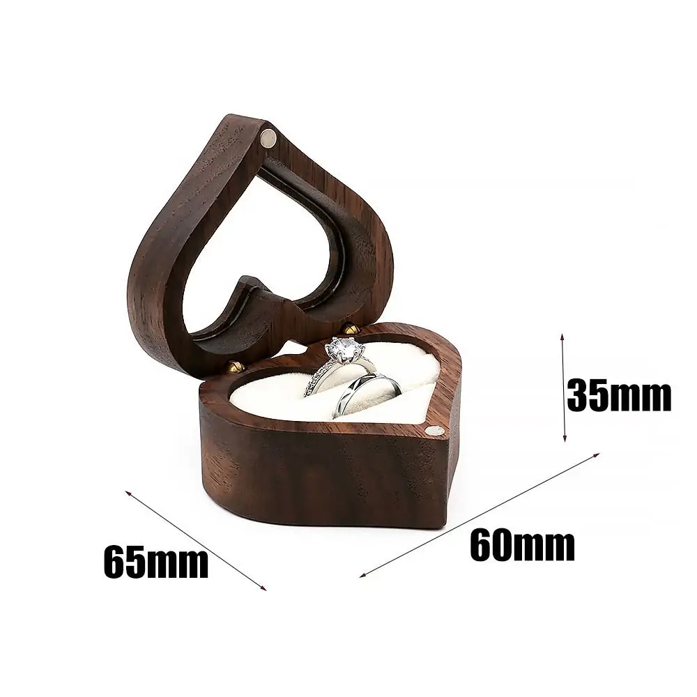 Heart Shape Wooden Gifts Case Jewelry Box Ring Storage Box Display Box Storage Holder