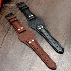 For Fossil First Layer Lichee Pattern Integrated Comfortable Soft22mm Watchbands First Layer Cowhide Genuine Leather Watch Strap