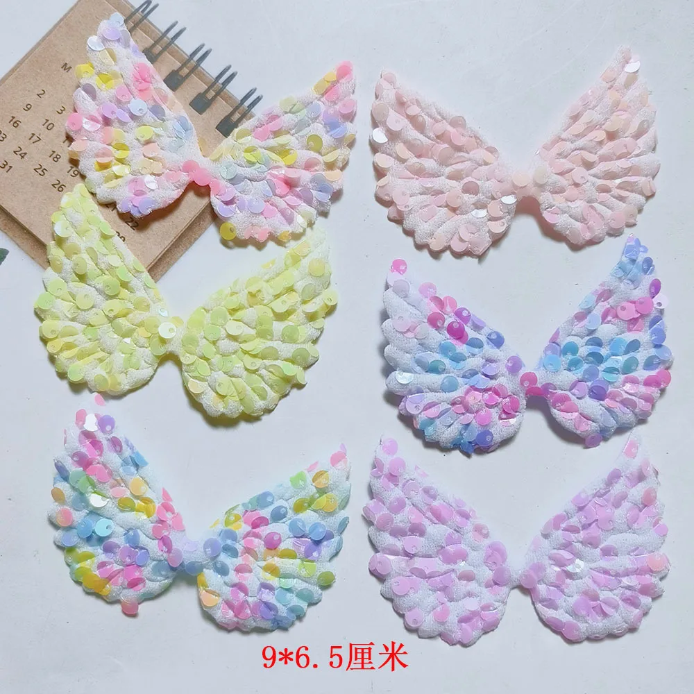 9CMX6.5CM Ultrasonic Sequined Wings Super Cute Glitter Sequined Angel Wings, Children's Hair Accessories Shoes Clothing Bags