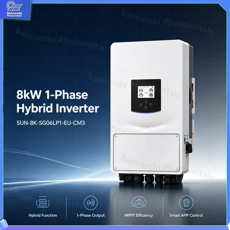 8kW Single Phase Hybrid Solar Inverter MPPT PV Grid Tie Battery Storage System IP65 CE AC Coupled Diesel Generator Ready Off