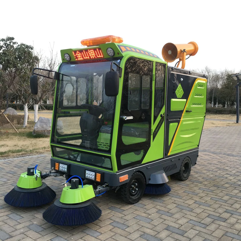 All-Weather Enclosed Cabin Ride-on Street Sweeper Industrial Heavy Duty Road Cleaner for Factory Warehouse Airport Yard Park