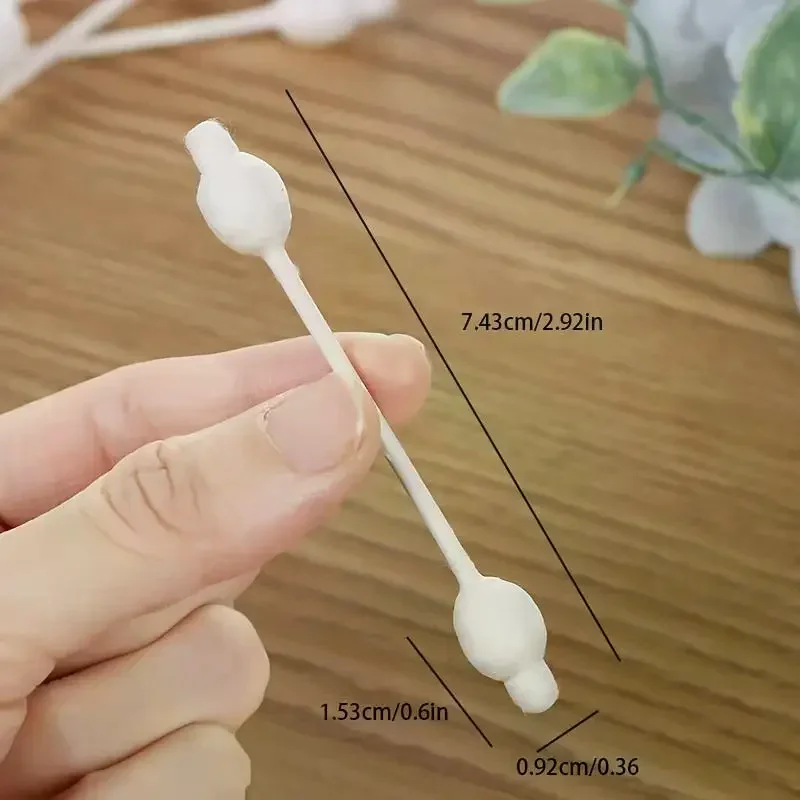 메이크업 청소용 이중 면봉 60개, 유기농 뾰족한 면봉, 애완동물 및 화장품용 종이 면봉