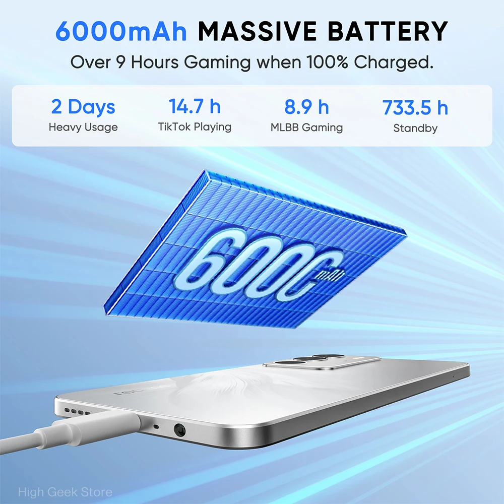 Versión global del smartphone realme C71 4G con pantalla Eye Comfort de 6,67 pulgadas y 120 Hz, batería de 6000 mAh, cámara AI de 50 MP y chipset Octa-Core. 5