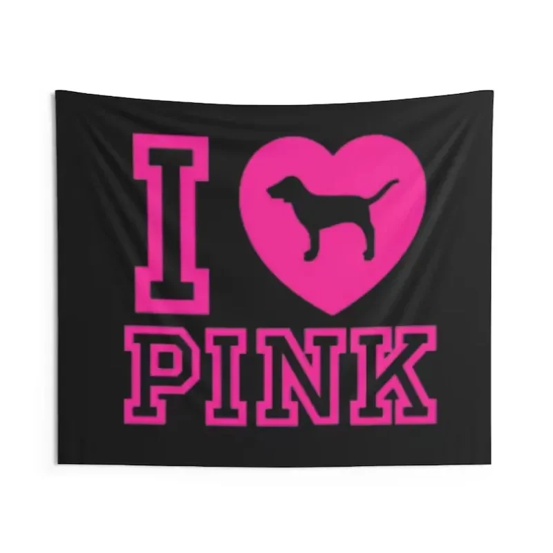 1 Stück I Love Pink Victorias Secret ROSA Wandteppich Wanddekoration McBling Y2K Wandteppich Schlafzimmer Dekoration Hintergrund Tuch