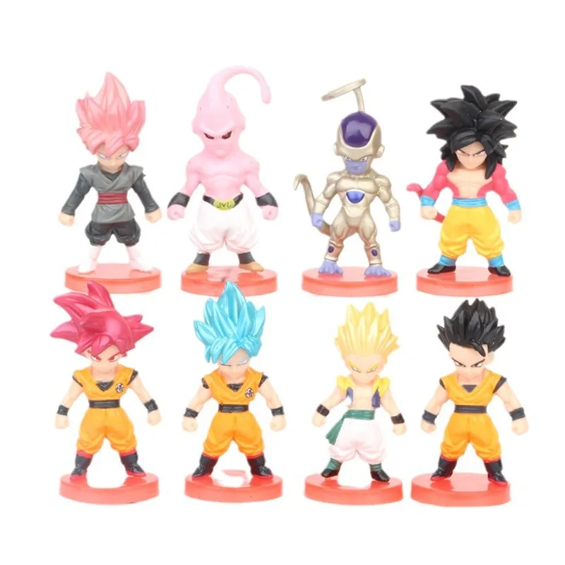 Figuras de acción de Dragon Ball Super Saiyan, Goku, Vegeta, muñecos de PVC DBZ, juguetes coleccionables hechos a mano, regalos para niños, 8 unidades por juego