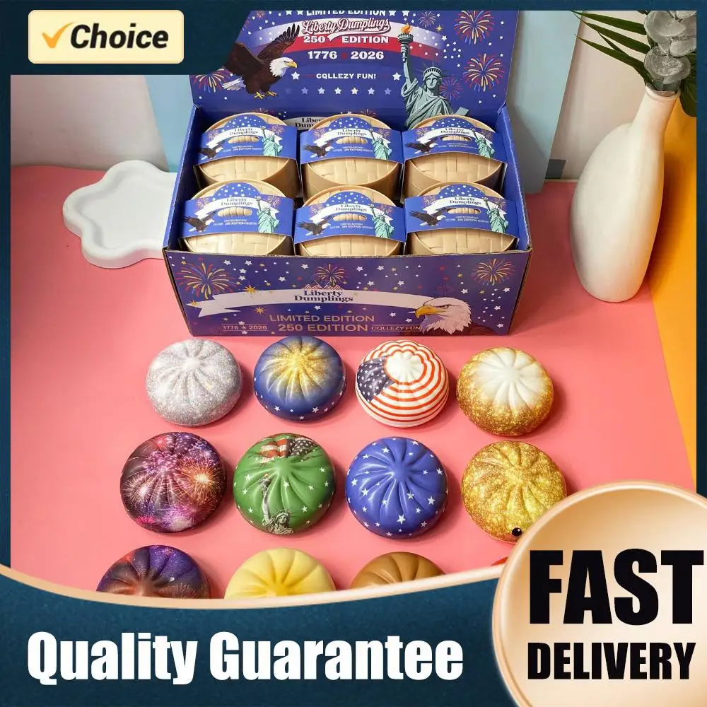 12Pcs 250th USA Anniversary Liberty Dumpling Squishy Statue Squishy Toy Dumpling Stress Ball Gift Toys Funny gifts for Adults