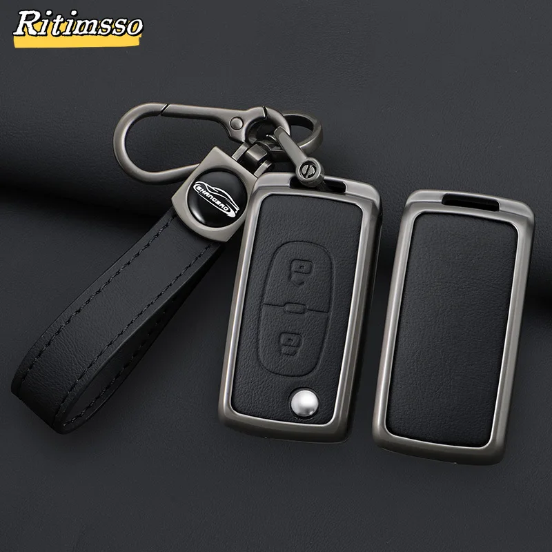 Fashion Alloy Car Flip Key Case Cover Shell Fob for Peugeot 107 207 307 308 407 607 3008 5008 for Citroen Xsara Picasso C5 C6 C8