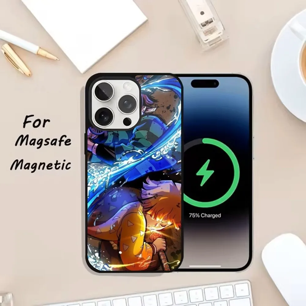 حافظة هاتف D-Demon S-Slayers لهاتف iPhone 16,15,14,Plus,Pro,Max Magsafe شحن لاسلكي مغناطيسي