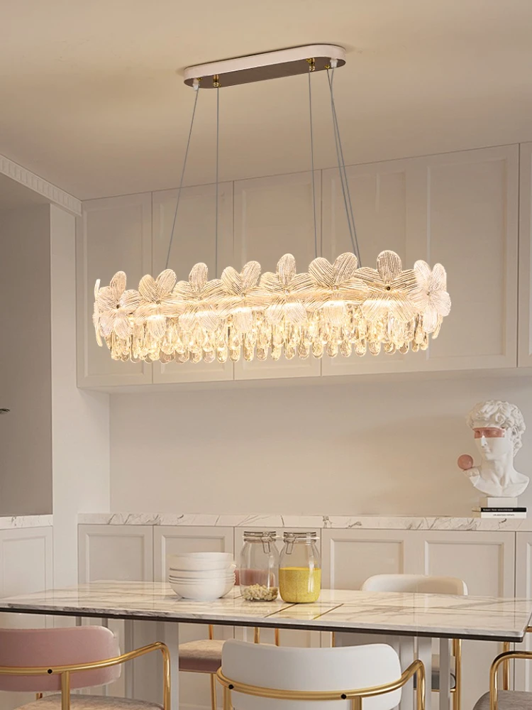 Double-layer Flower Crystal Ceiling Lights Chandelier Modern Gold Hotel Living Room Decor Lights Fixture Round Pendant Light