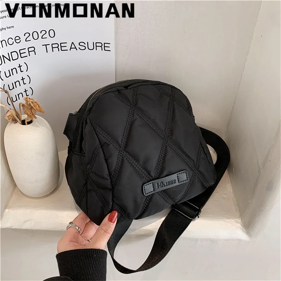 Small Nylon Quilted Crossbody Bags for Women 2024 Female Winter Handbag Trends Phone Shoulder Handbags and Cooin Purses Cosmetic