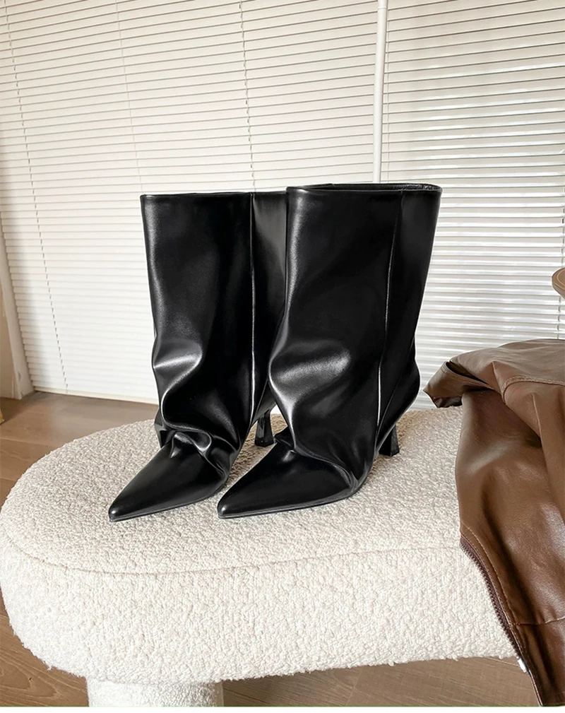 Autumn Winter Pointed Toe Women Thin Heel Ankle Boots Street Style Slip On Party Short Botas Mujer