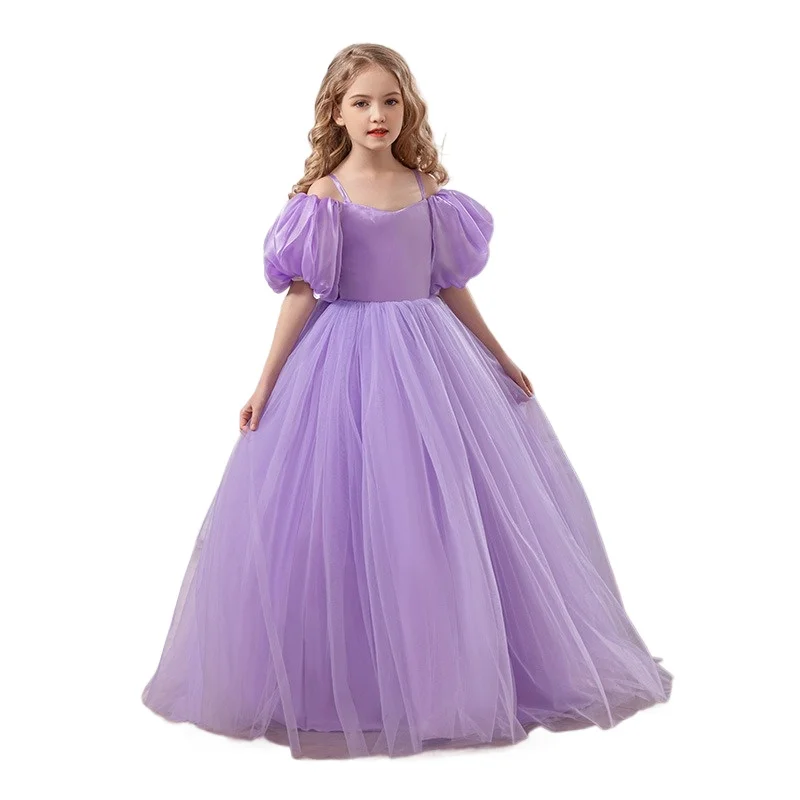 

Сетчатое платье с пышными рукавами для маленьких девочек, детская юбка принцессы с милым бантом, торжественное платье на бретелях для Хэллоуина и выступлений на сцене