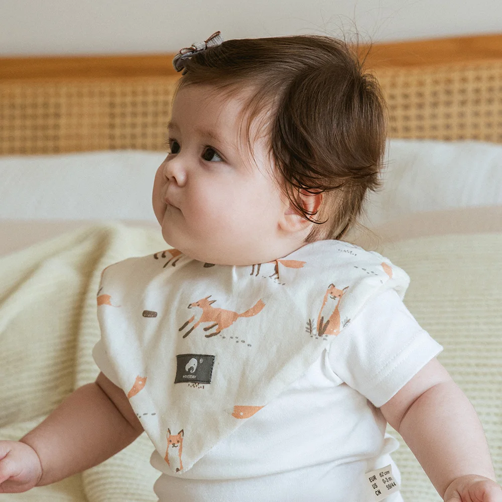 

Newborn Doudou Fleece Bib Comfort Towel Double-Sided Soft 100% Cotton Triangular Double-Layer Baby Feeding Spit Cloth1Ps