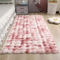 Gradient Faux Fur Carpet Fluffy Imitation Rabbit Fur Soft Child Mat Cute Rug Bedroom Bedside Decoration Floor Mat Anti-slip